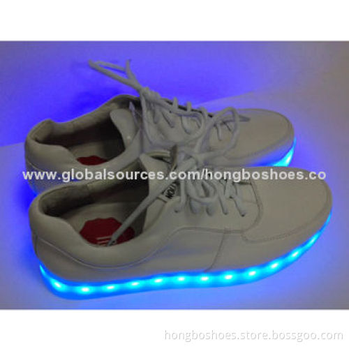 Casual Women's Shoes, Rubber Outsole with LED Light, Cow Leather Upper, Comfortable Insole, Lining